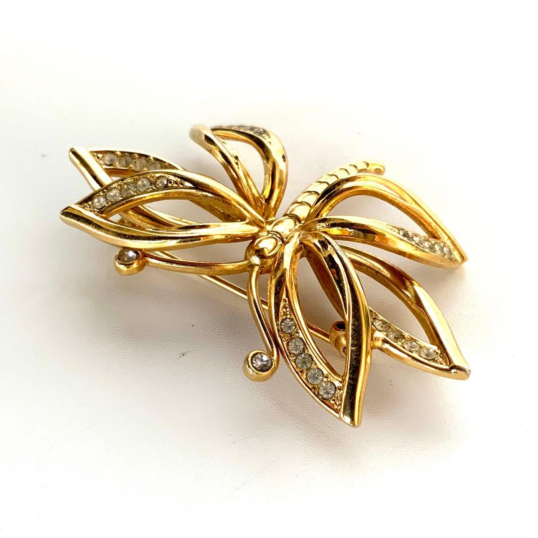 M4946 クリスチャンディオール ブローチ 蝶 バタフライ ラインストーン