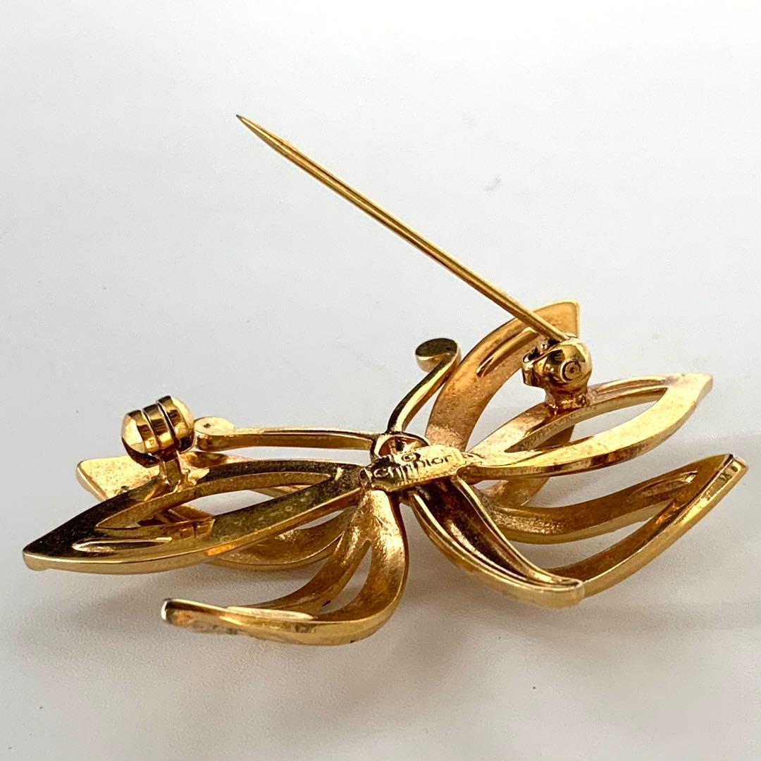 M4946 クリスチャンディオール ブローチ 蝶 バタフライ ラインストーン