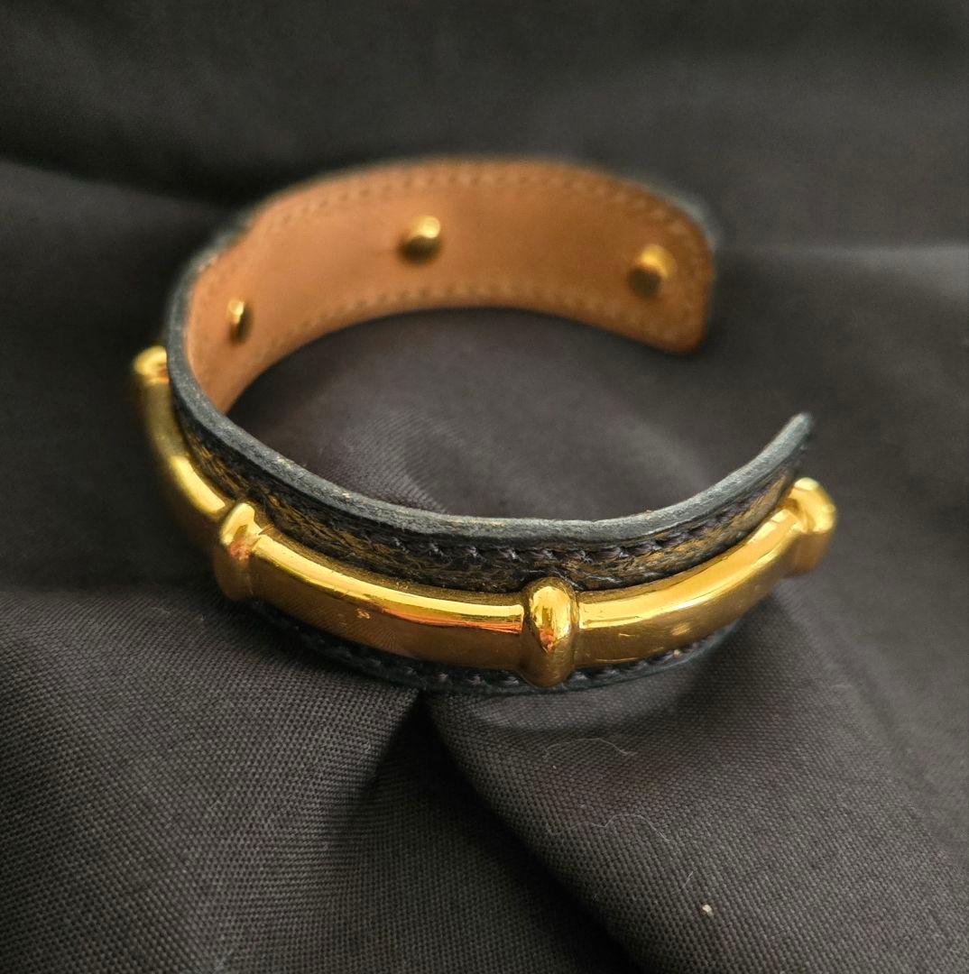 ヴィンテージ Hermès レザーバンブーバングル