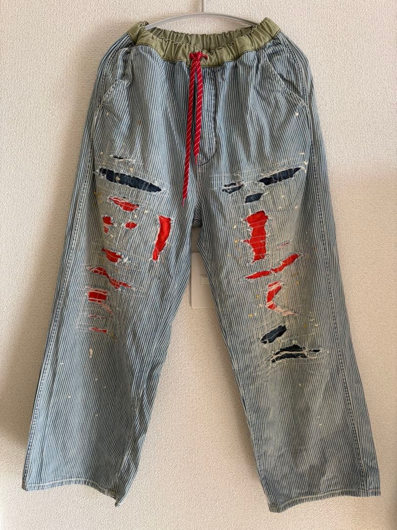 デニムダンガリー DENIM DUNGAREE ヒッコリーリメイクパンツ 01