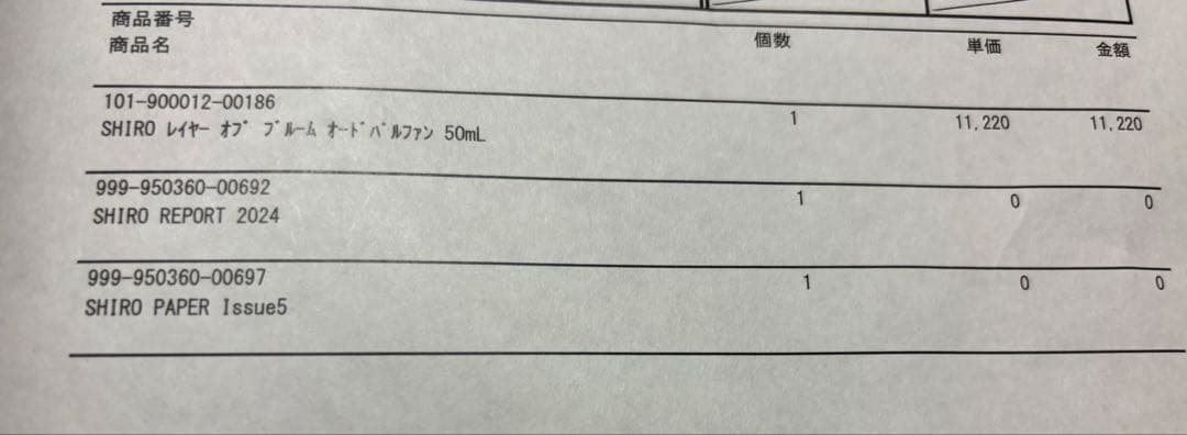 shiro LAYERS OF BLOOM オードパルファン　50ml