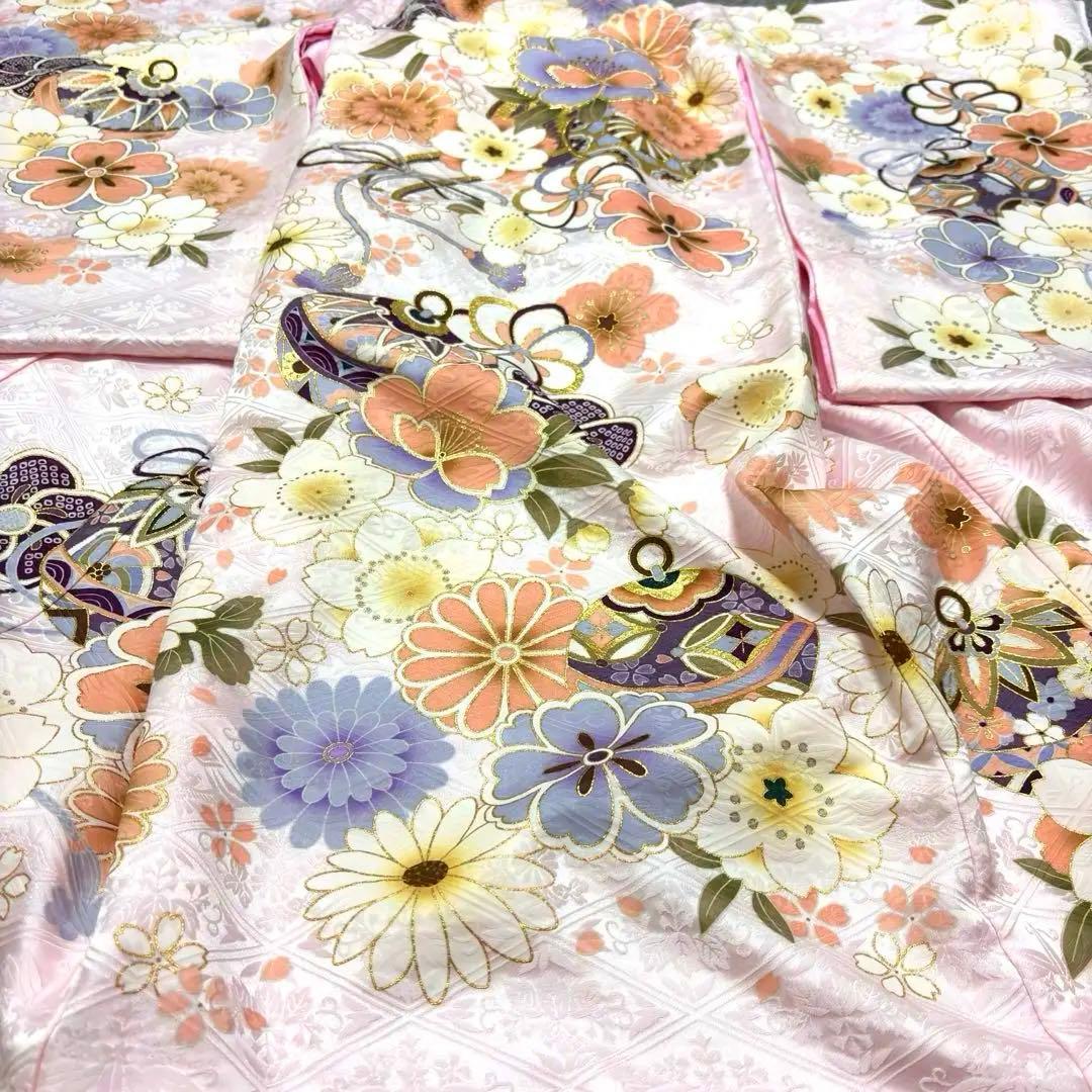 【新品/日本製】スノーピンク 正絹 本金彩 /京友禅/お宮参り 産着/長襦袢付