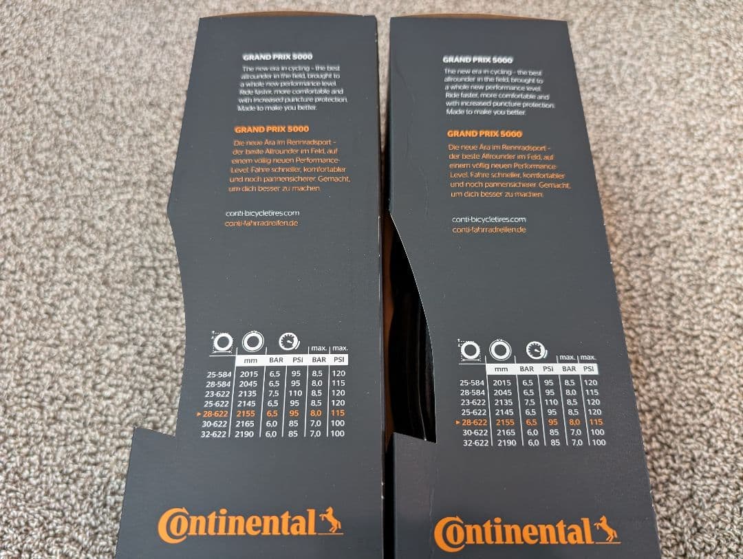 新品未使用 コンチネンタル GP5000 28c クリンチャー 2本セット