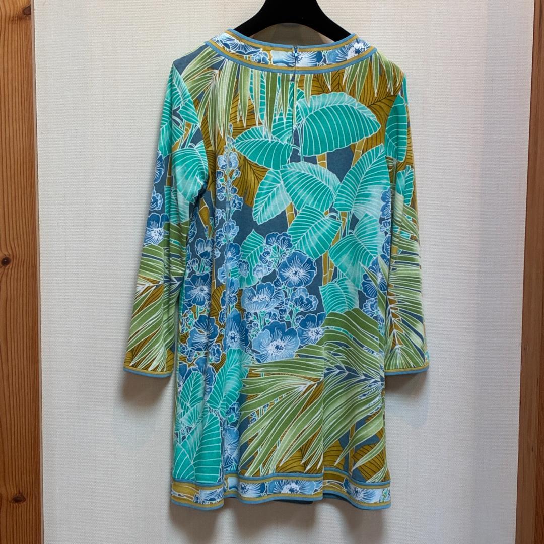 LEONARD レオナール 花柄プリント グリーン チュニック サイズ40