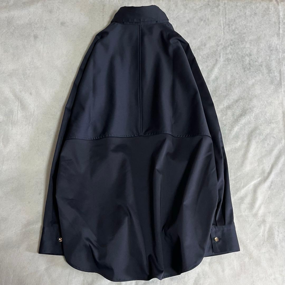 極美品❤️LOUNGEDRESS ラウンジドレス サテンBIGシャツ ネイビー　艶