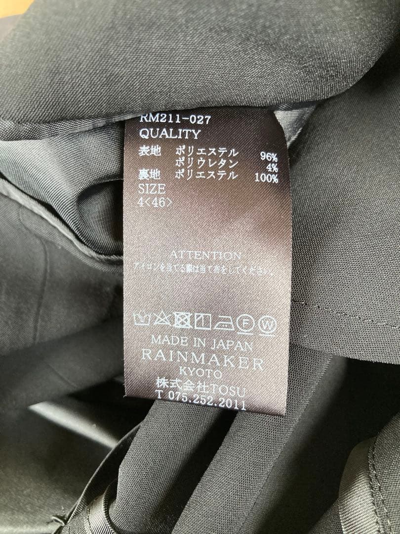 RAINMEKER 21SS ソリビア ノーカラージャケット ブラック M