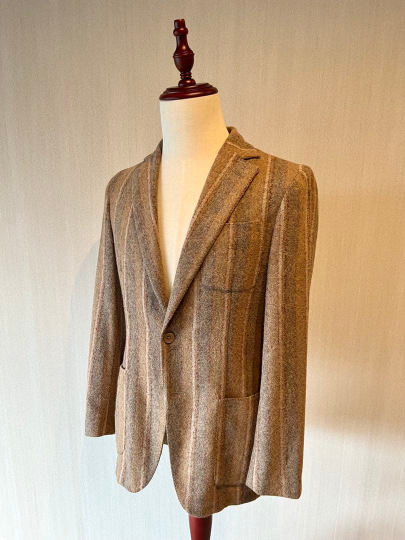 エルネスト ernesto アルパカナイロン ストライプカジュアルジャケット