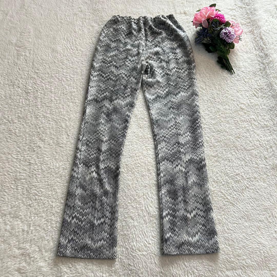 【美品】ミッソーニ ジグザグ ニットパンツ 42サイズ 白黒 レーヨン 毛