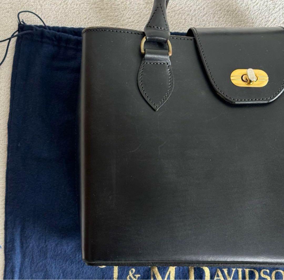 J&M DAVIDSON 高級レザー　ブライドル　ハンドバッグ　ターンロック