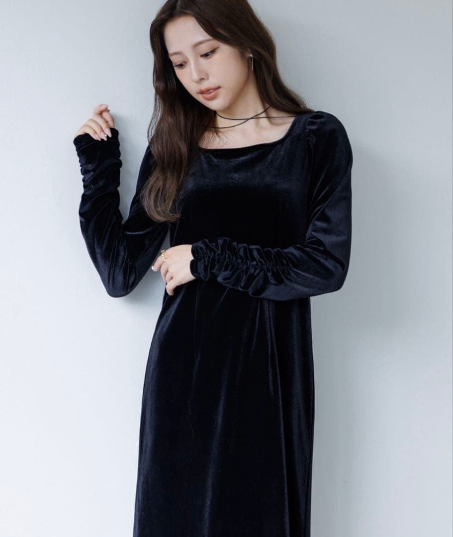 【24時間以内発送】SENEE velour ribbon one-piece