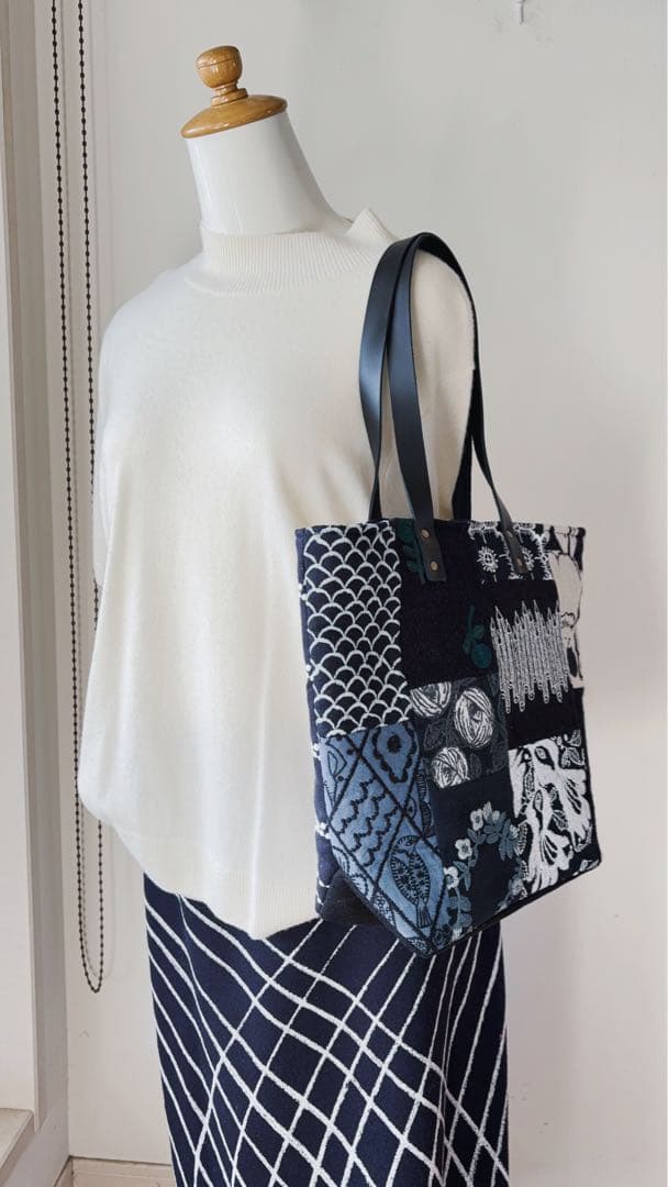 ミナペルホネン、ハンドメイド、パッチワークショルダーバッグ、トートバッグ