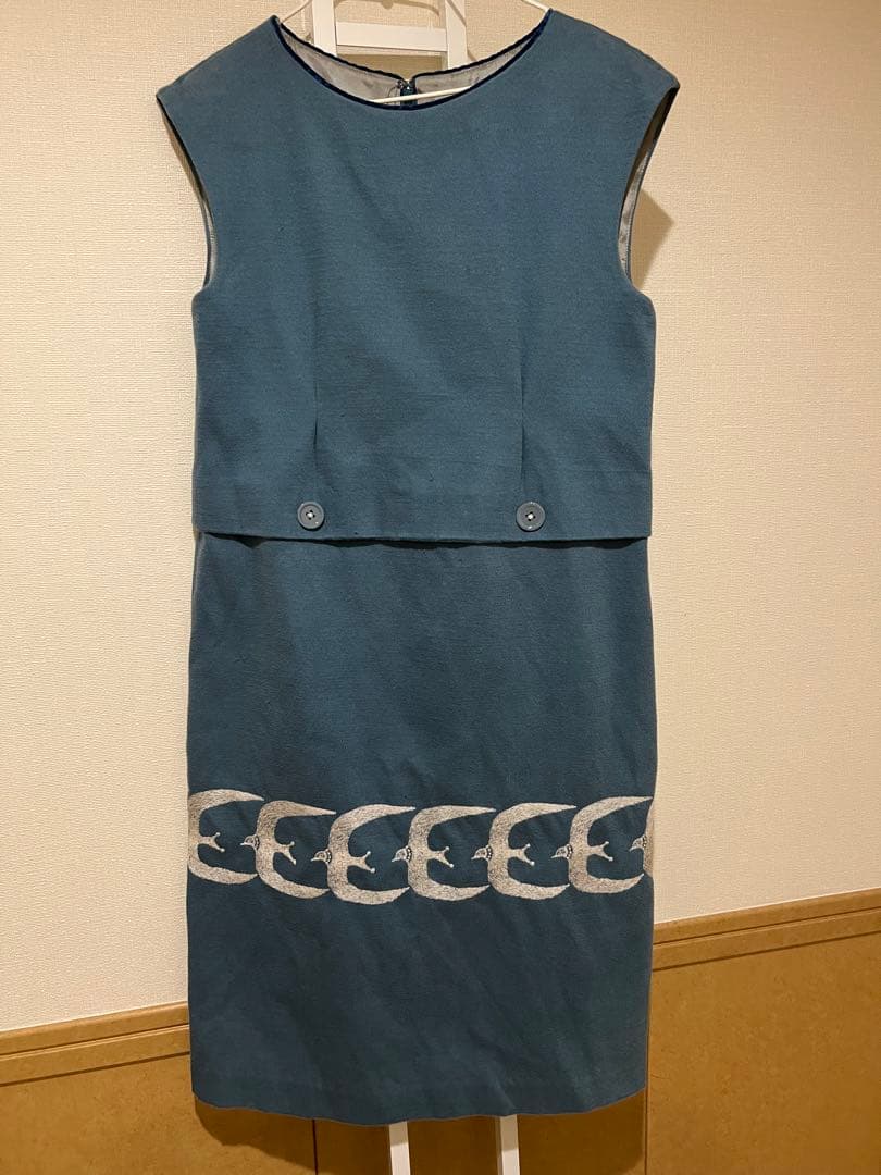 ミナペルホネン go go! カモメ ツバメ ワンピース ① ブルーグリーン