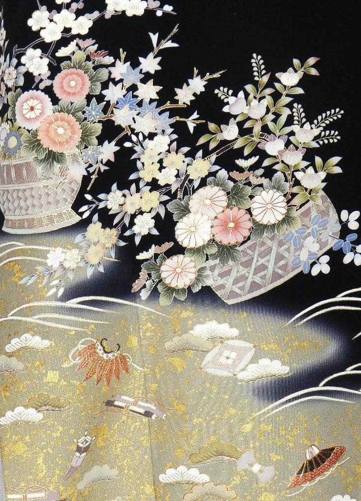 留袖　ワンピース　ドレス　フレアー袖　手書き友禅染　正絹　484　夢ちりめん