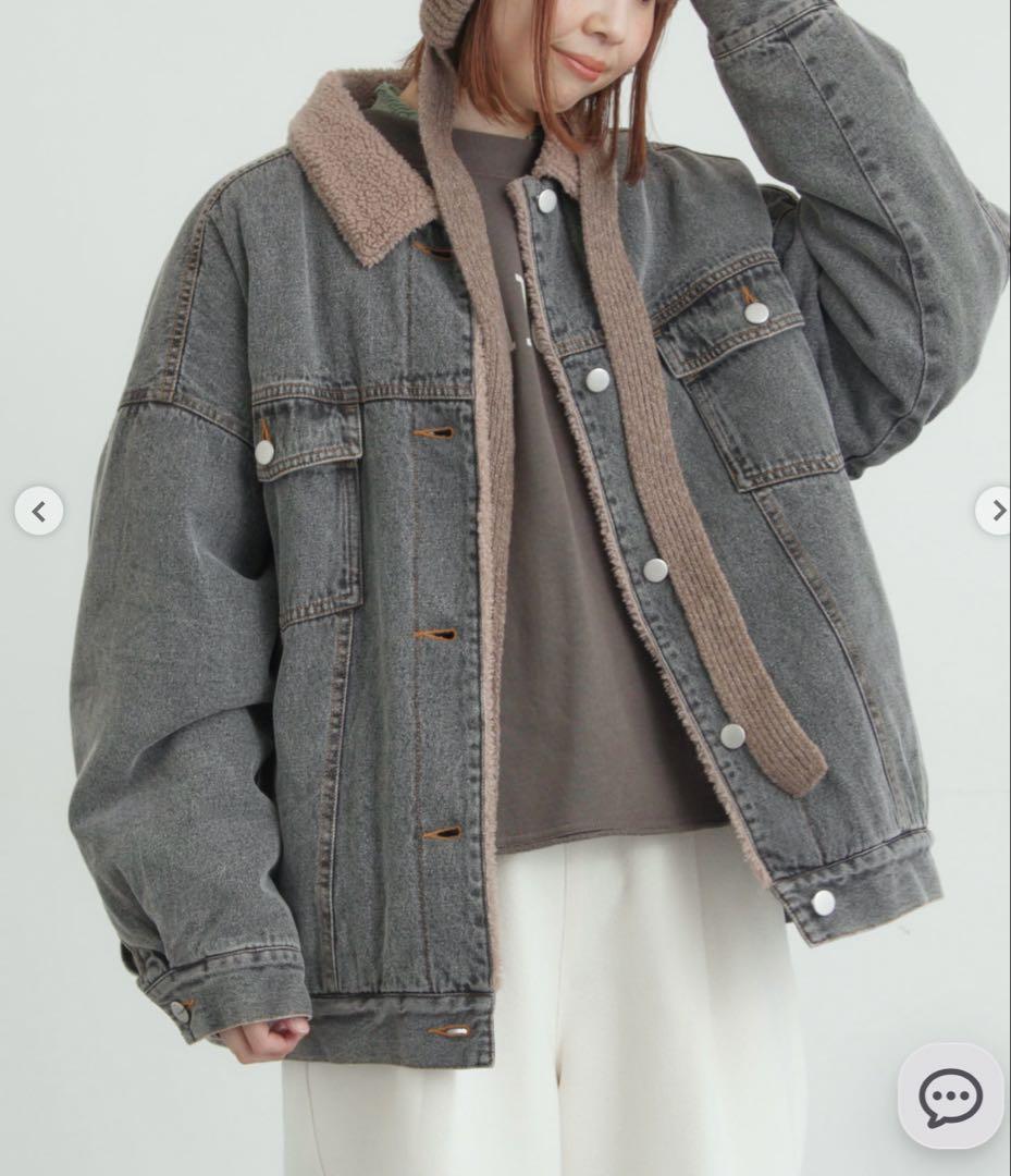 今季　サマンサモスモス　デニムボアジャケット　ブラック　未使用タグ付