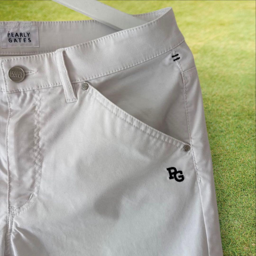 美品　パーリーゲイツ　パンツ　白　ホワイト　M〜L相当　ストレッチ素材　4