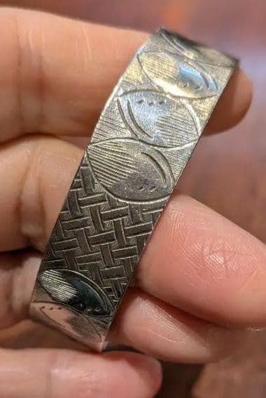 専用シルバー エッチング模様 バングル、ラピスシルバーブレスレットセット