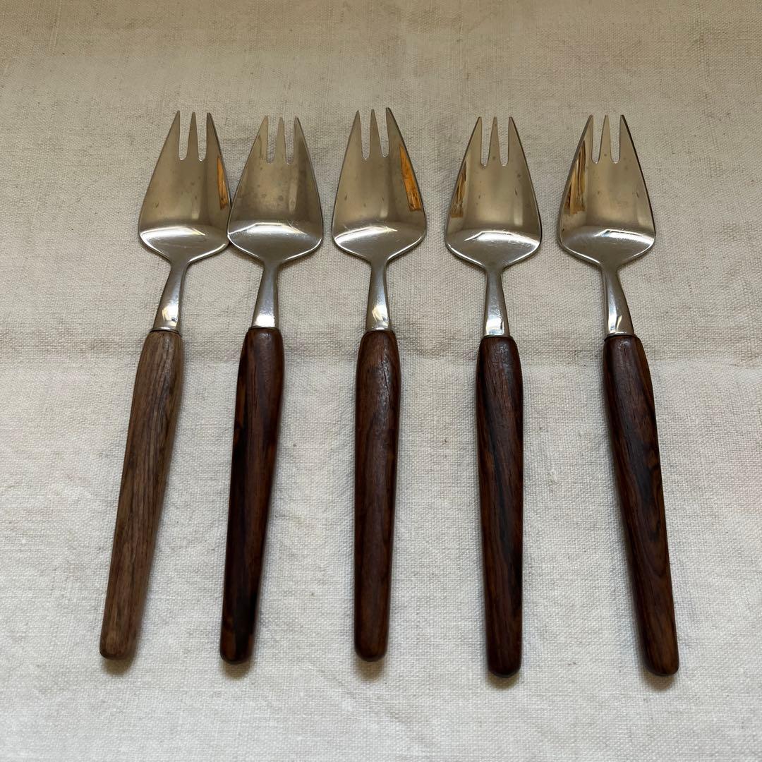 チーク　デザートフォーク　5本セット