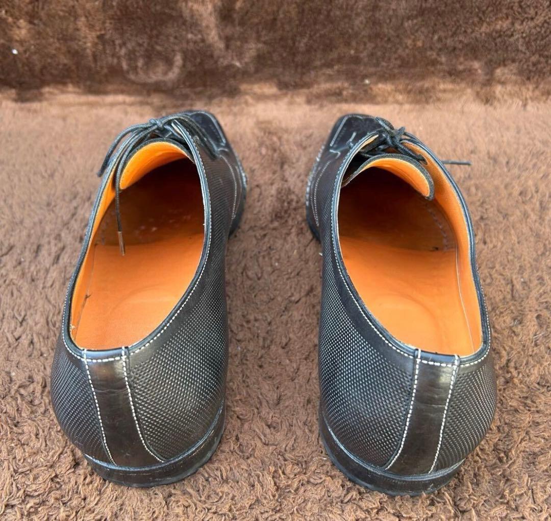 サントーニ　黒 レザー メッシュ ドレスシューズ