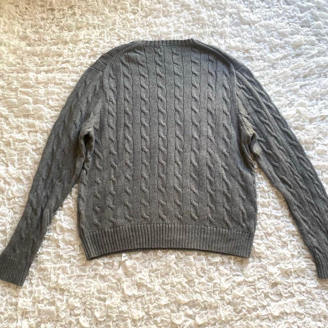 POLO RALPH LAUREN ケーブルニット グレー ロゴ刺繍 綿100％