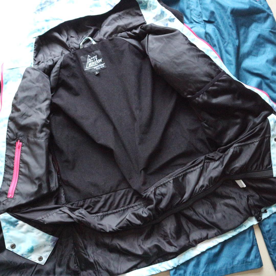 新品 レディースL パスケース付 多収納 スノーボードウェア上下セット スキー