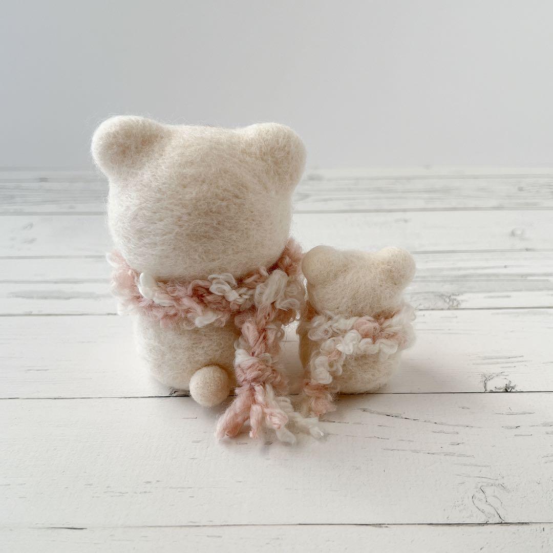 雪だるまくまちゃんセット（ピンク）　羊毛フェルト