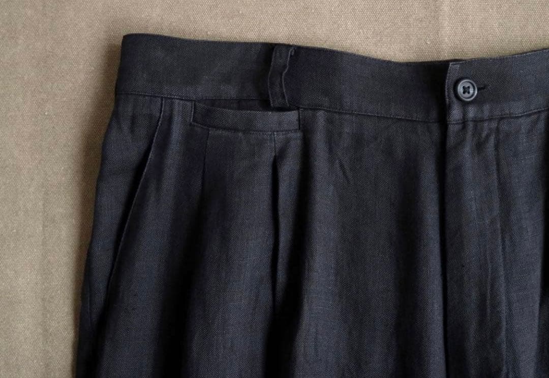 90s DKNY ブラックリネンスラックス 2タック ビンテージ 50s 60s