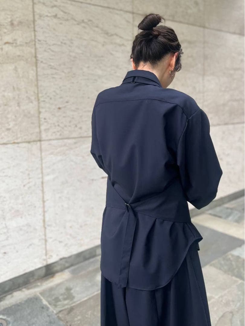 未使用 Curensology カレンソロジー カマーベストシャツ ウール 紺