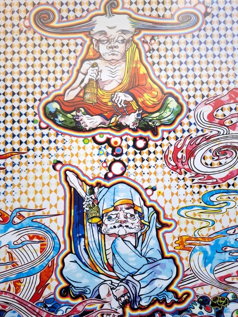 村上隆作品『死の山の業火に座禅する二人の羅漢』