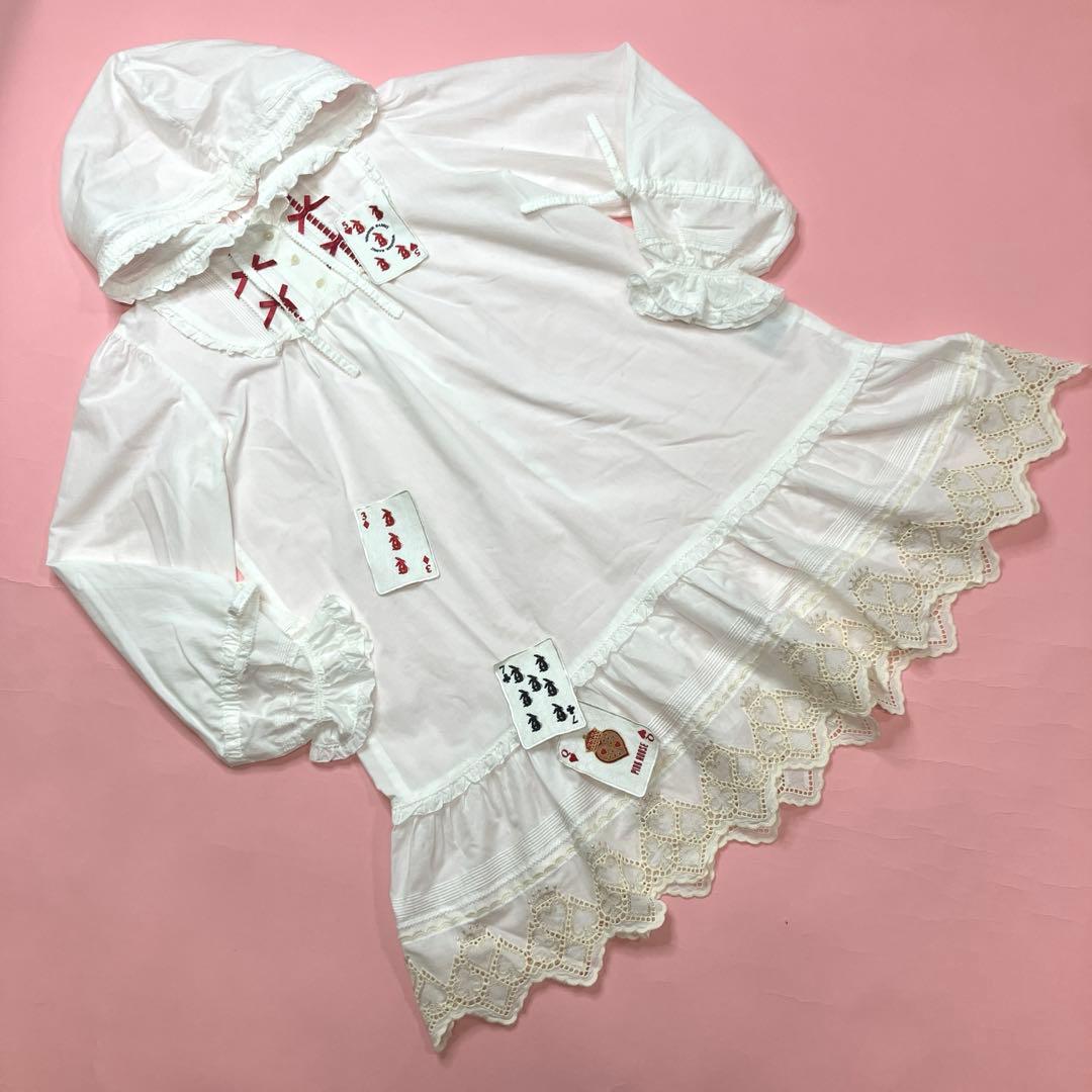 ピンクハウス 白 トランプワッペン レース使い ワンピース