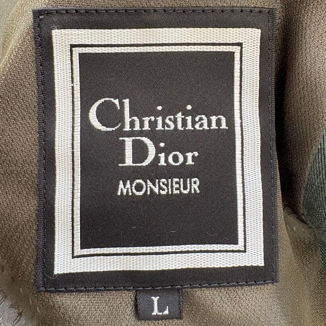 【希少】ChristianDior テーラードジャケット グリーン　総柄　微光沢