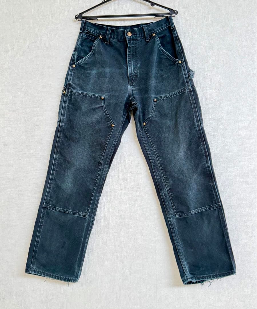 超スペシャル 30X32 W30 カーハート ダブルニー パンツ ブラック 黒