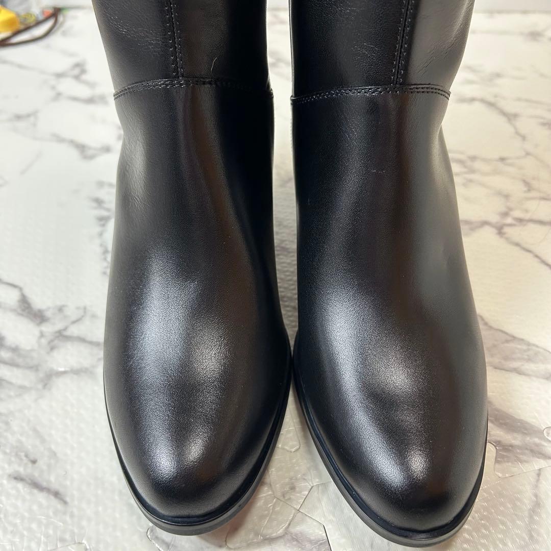 【美品】銀座かねまつ ロングブーツ レザー 25.5 ブラック