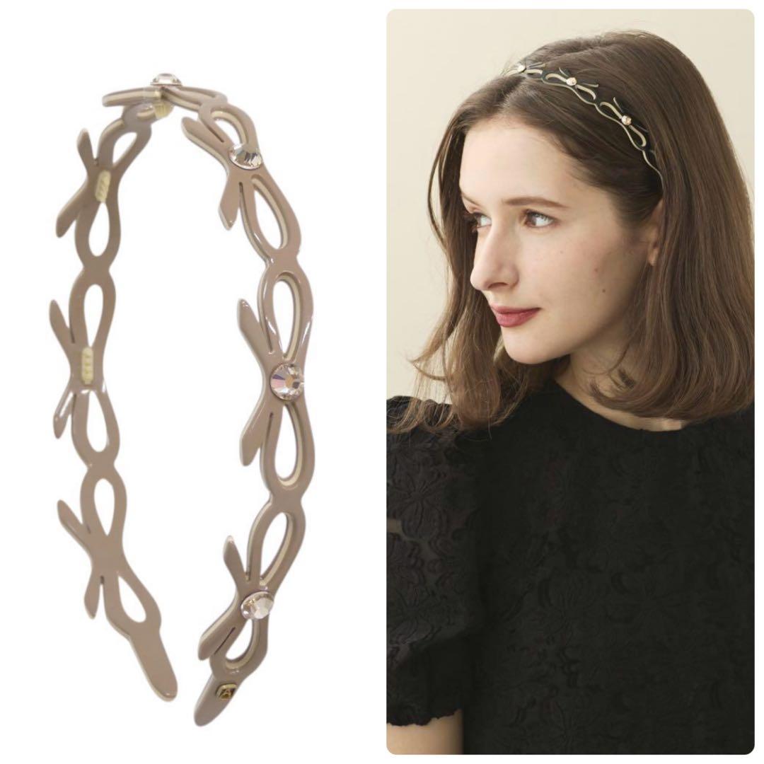 アレクサンドルドゥパリ リボン カチューシャ ベージュ