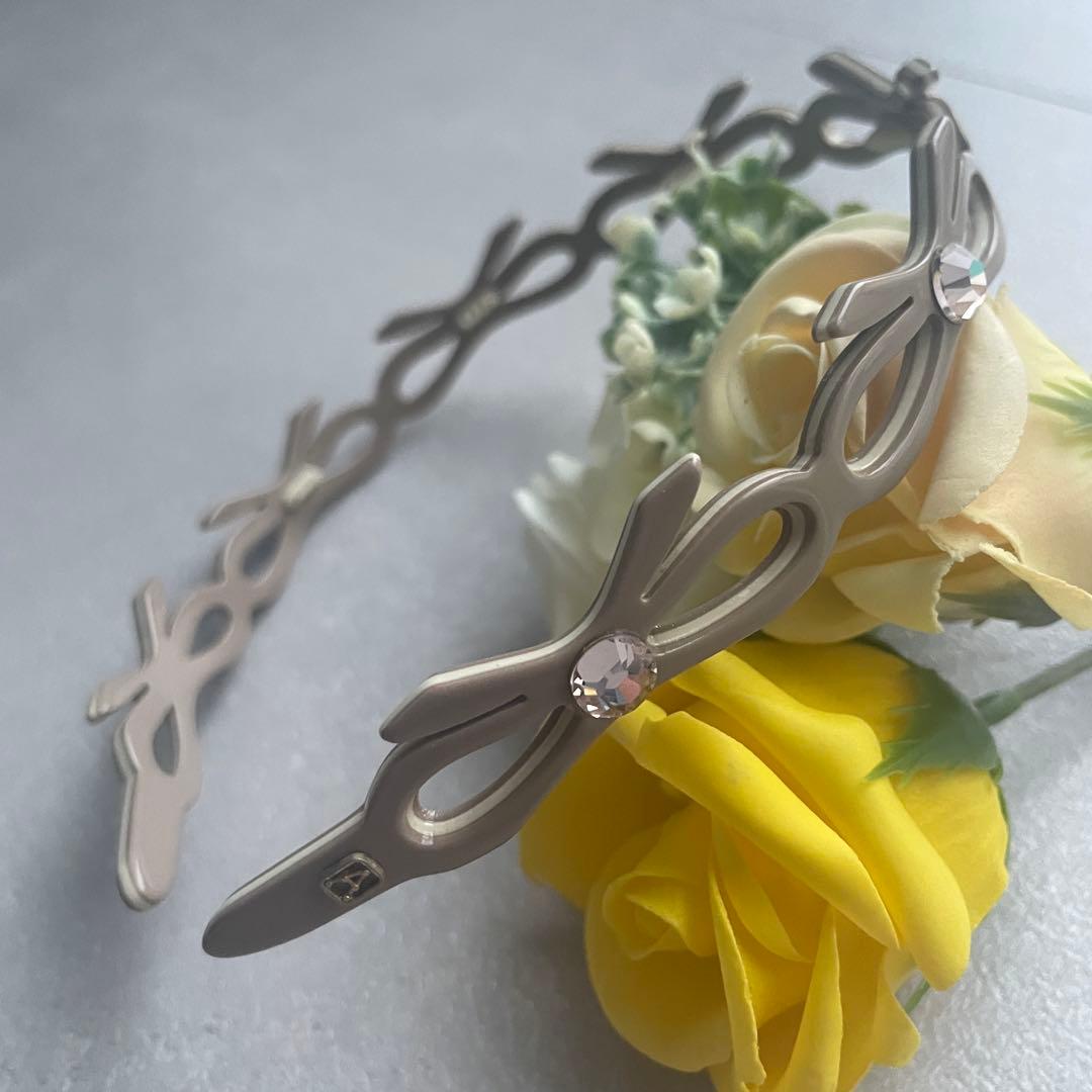 アレクサンドルドゥパリ リボン カチューシャ ベージュ