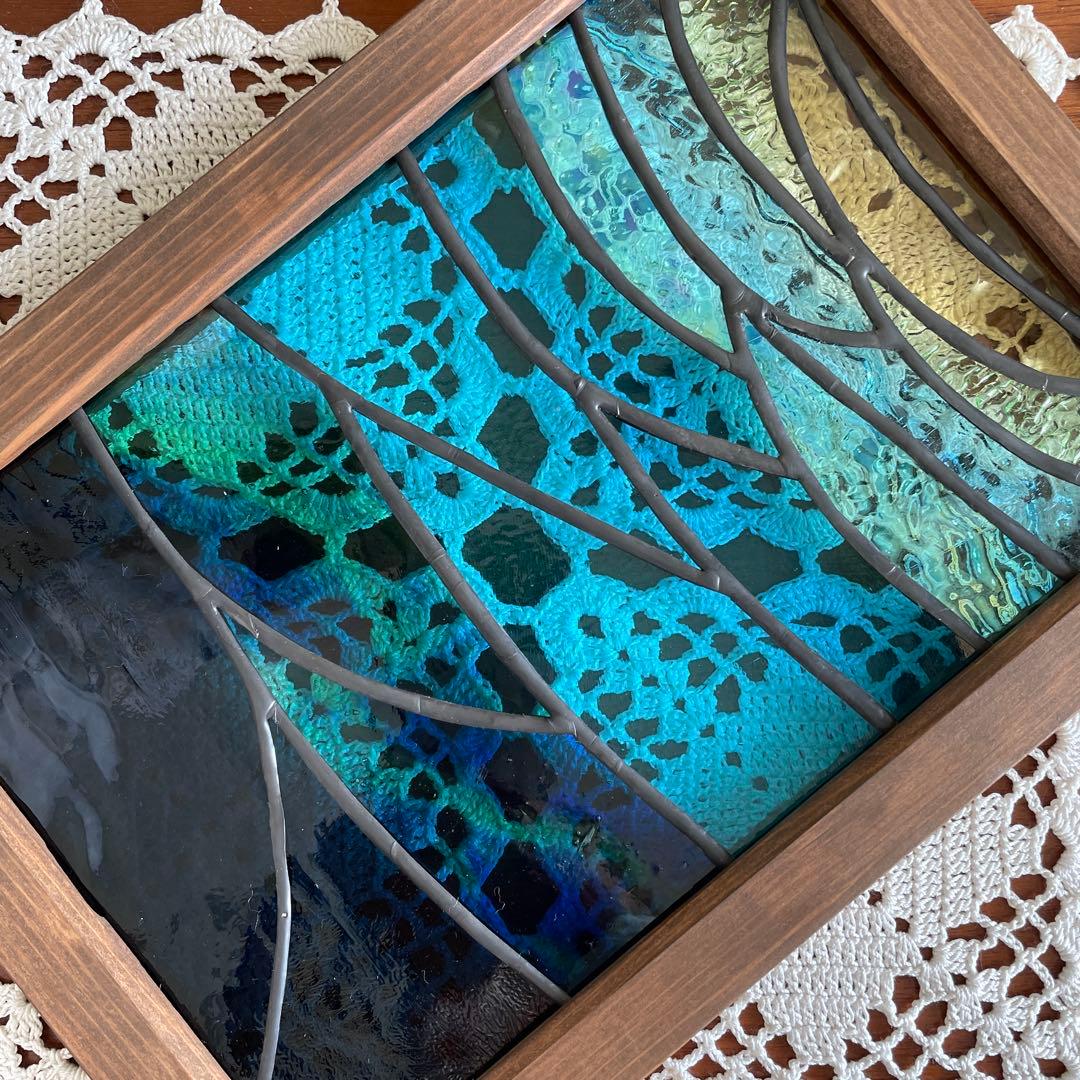 ステンドグラス　パネル　深海