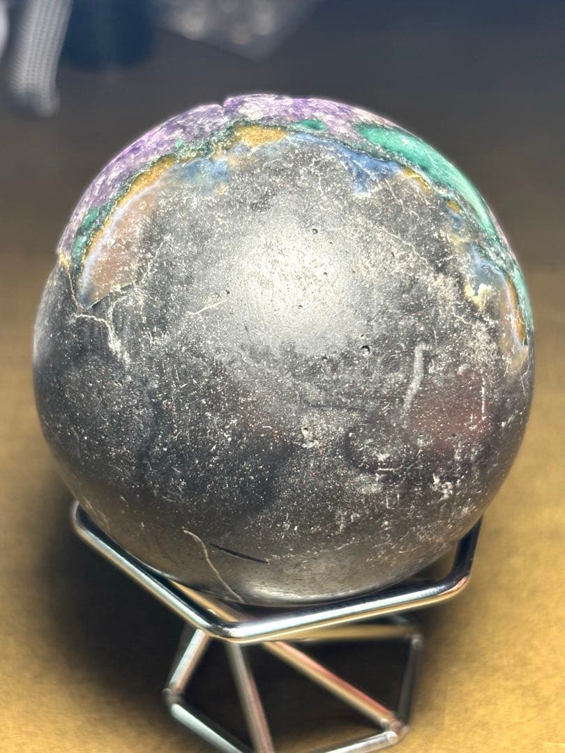 ウルグアイ産　アメジスト　笑口　スフィア　置物縦63.4×横62.6㎜（新品）