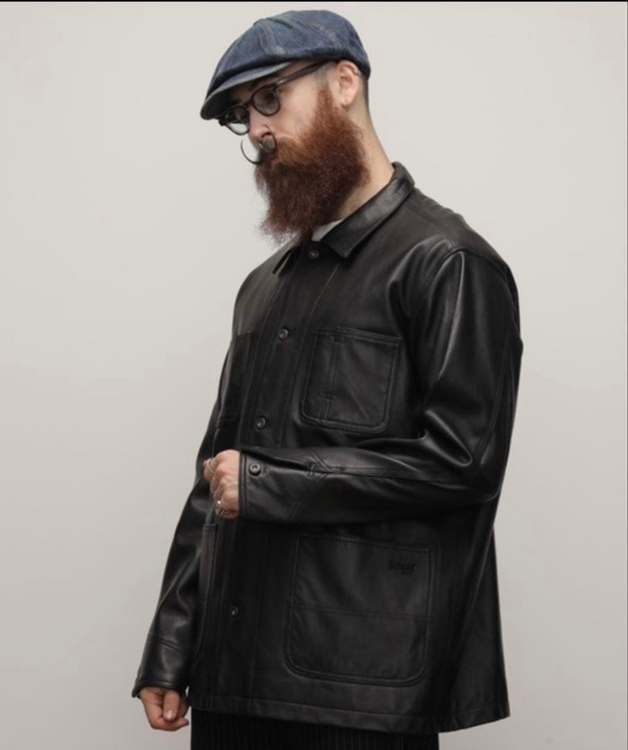 SCHOTT ブラックレザー カバーオール