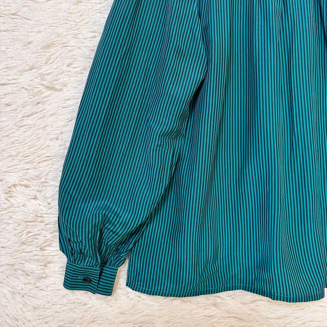 極美品 90s Christian Dior シルク100％ ストライプシャツ