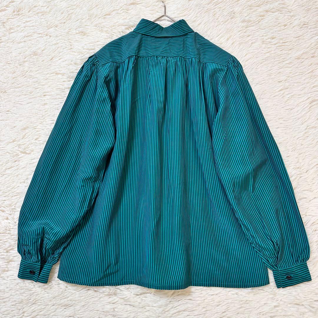 極美品 90s Christian Dior シルク100％ ストライプシャツ