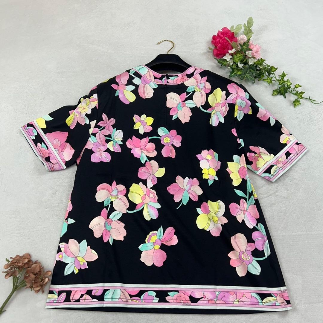 K396 新品未使用 L レオナール タグ付き 花柄 カットソー レディース