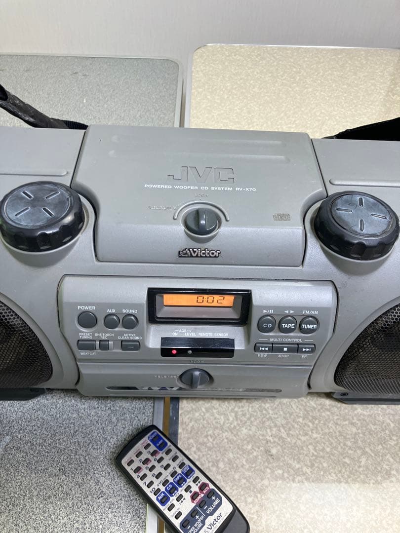 ビクター CDラジカセ VICTOR RV-X70 ドラムカン リモコン付