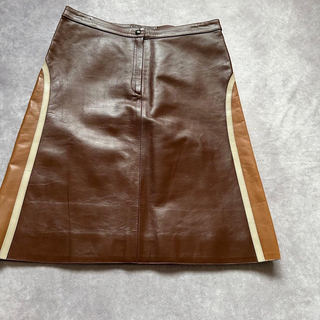 neil barrett レザーミニスカート　オールレザー　ブラウン