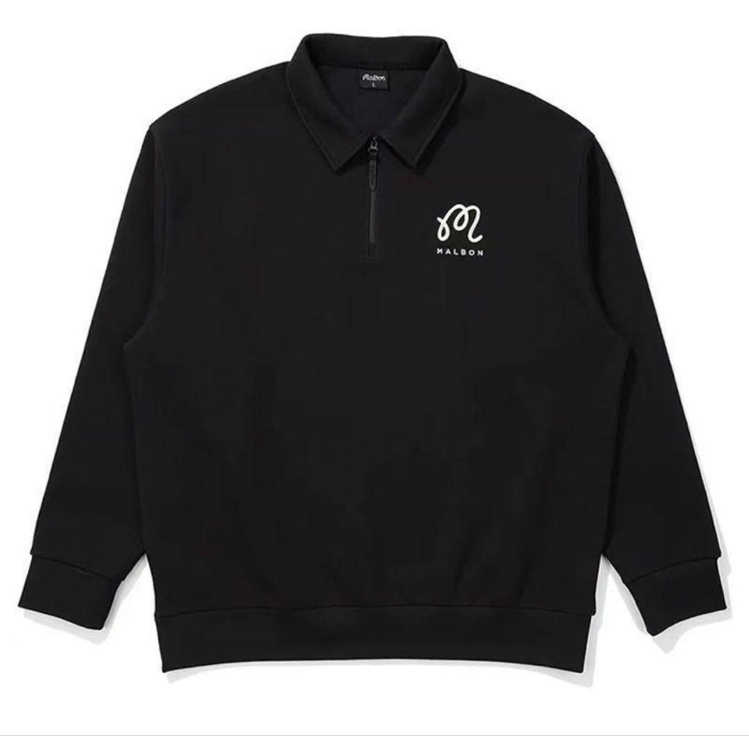 黒　L 新品　マルボンゴルフ MALBON GOLF 　長袖　ハーフジップ