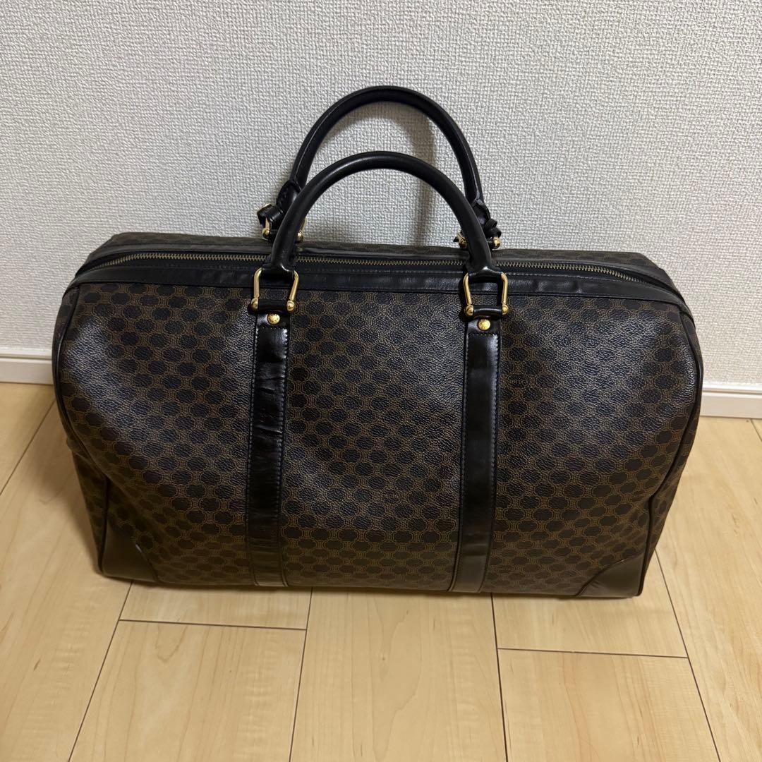 【希少】CELINE セリーヌ マカダム柄 バッグ PVC レザー 黒 オールド