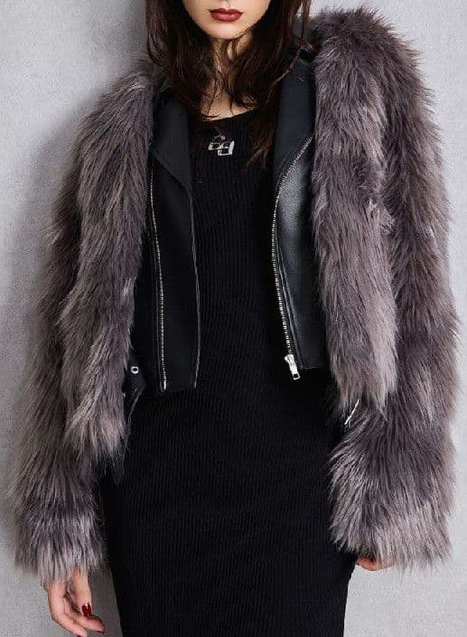 GYDA レイヤードエコファーライダースジャケット　グレー　新品未開封