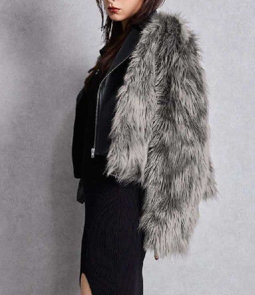 GYDA レイヤードエコファーライダースジャケット　グレー　新品未開封