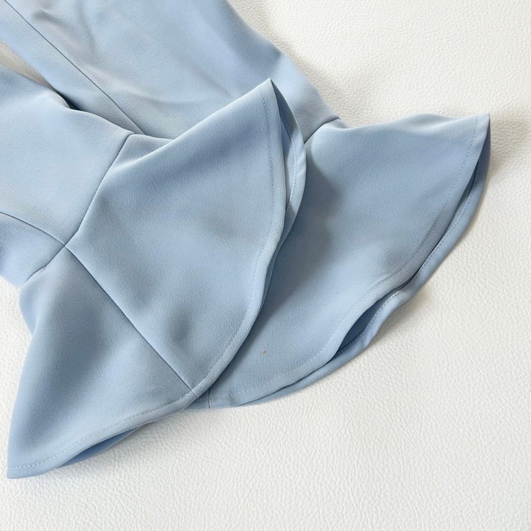 ヨーコチャン フレアスリーブバックプリーツドレス ワンピース ライトブルー