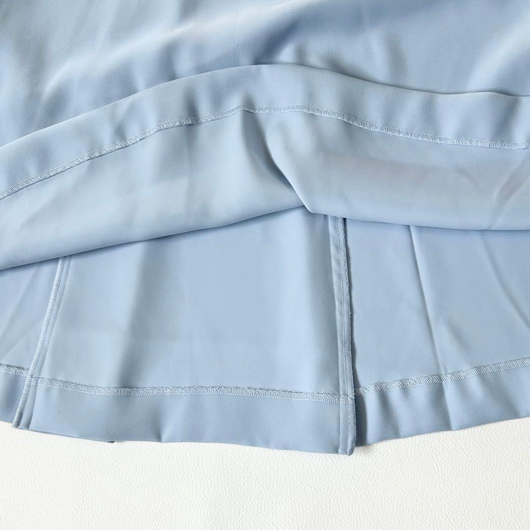 ヨーコチャン フレアスリーブバックプリーツドレス ワンピース ライトブルー