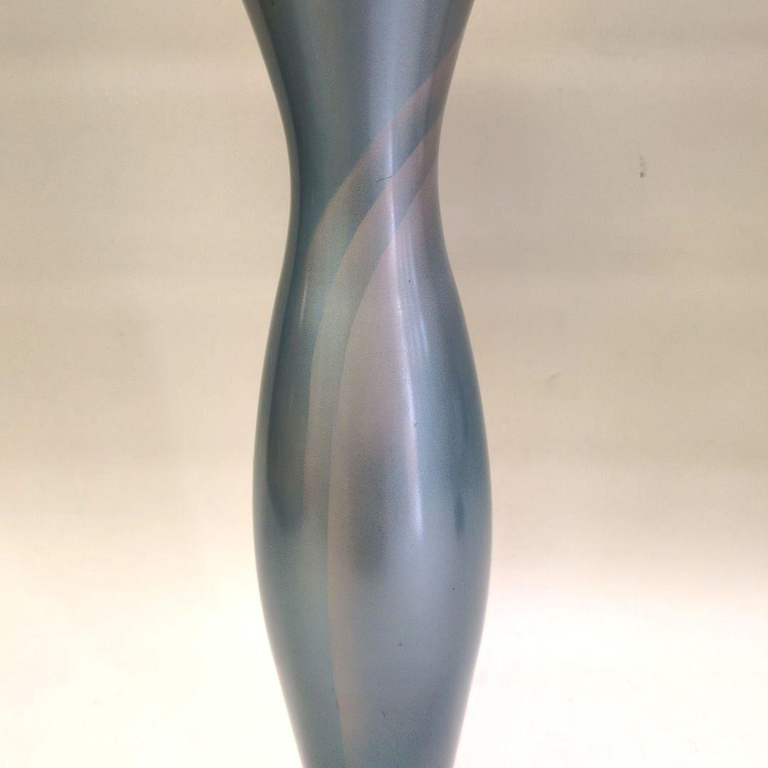 銅製　長瓶花器　黒剣山付き　池坊好み　池坊花器