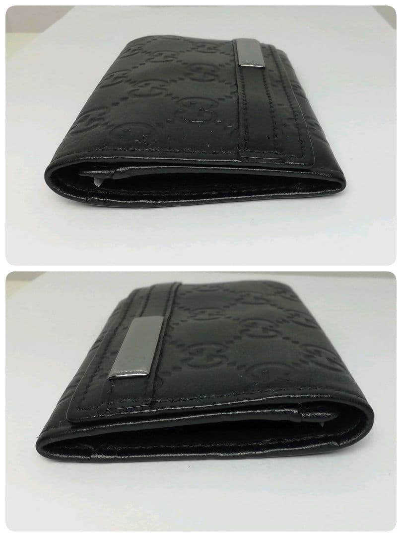 GUCCI　グッチ　シマレザー　ブラック　名刺入れ　カードケース　保存袋・付属品